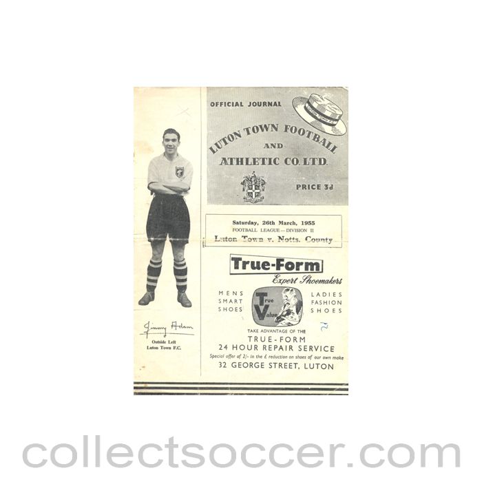 1955 - Luton Town v Notts County official programme 26/03/1955