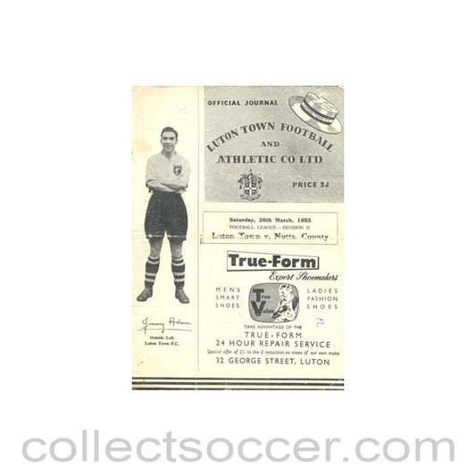 1955 - Luton Town v Notts County official programme 26/03/1955