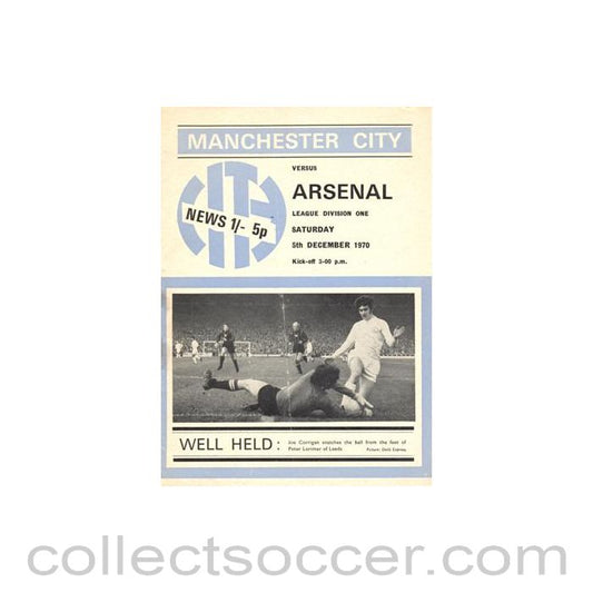 1970 - Manchester City v Arsenal official programme 05/12/1970 Football League