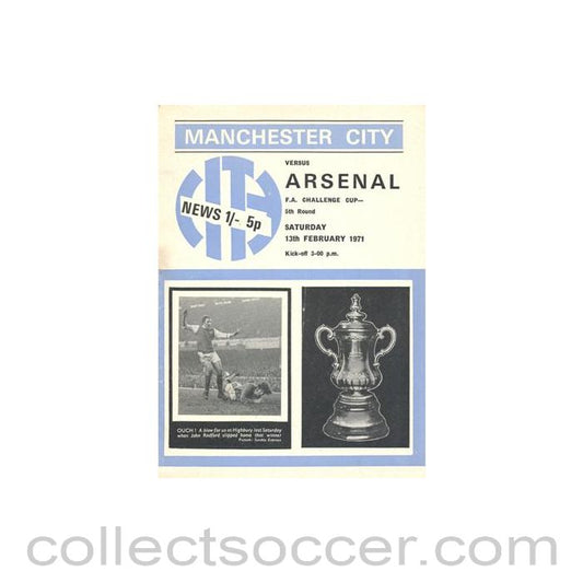1971 - Manchester City v Arsenal official programme 13/02/1971 F.A. Cup