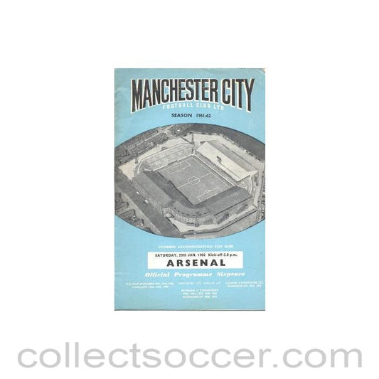 1962 - Manchester City v Arsenal official programme 20/01/1962