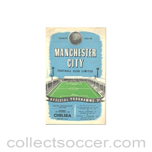 1958 - Manchester City vChelsea official programme 15/11/1958