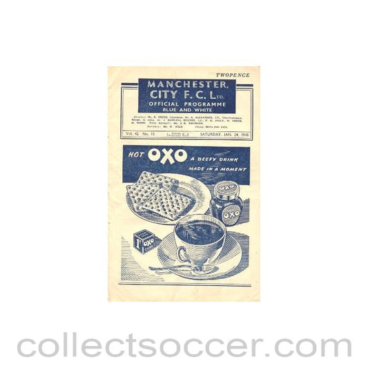 1948 - Manchester City vChelsea official programme 24/01/1948