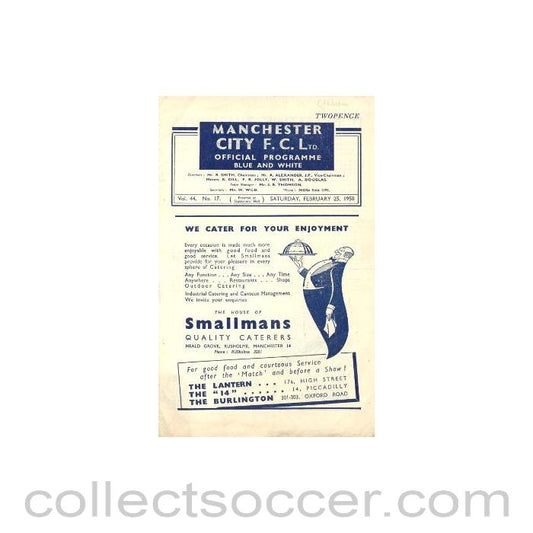 1950 - Manchester City vChelsea official programme 25/02/1950