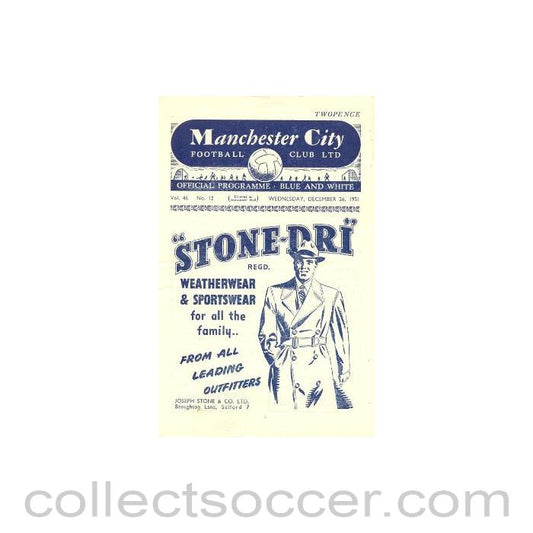 1951 - Manchester City vChelsea official programme 26/12/1951