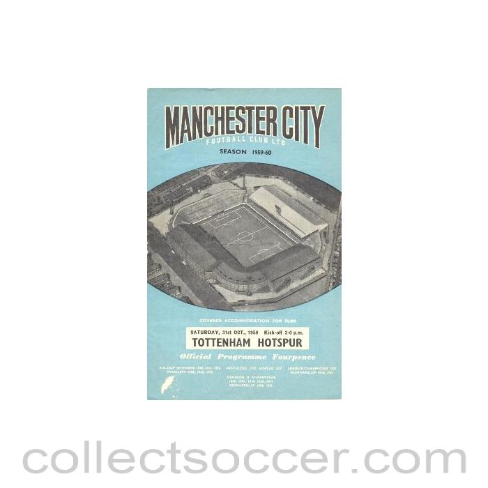 1959 - Manchester City v Tottenham Hotspur official programme 31/10/1959