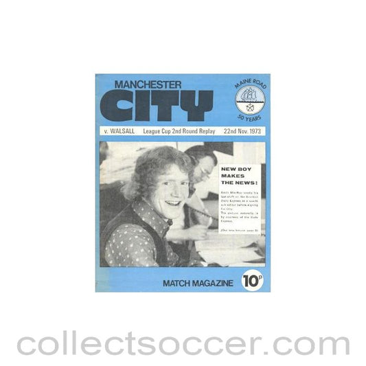 1973 - Manchester City v Walsall official programme 22/11/1973 Football League
