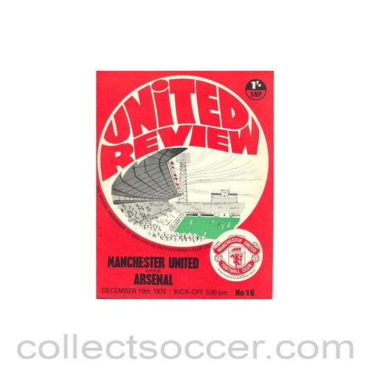 1970 - Manchester United v Arsenal official programme 19/12/1970 Football League