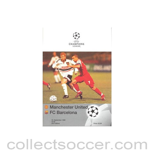 1998 - Manchester United v Barcelona official programme 16/09/1998 Champions League