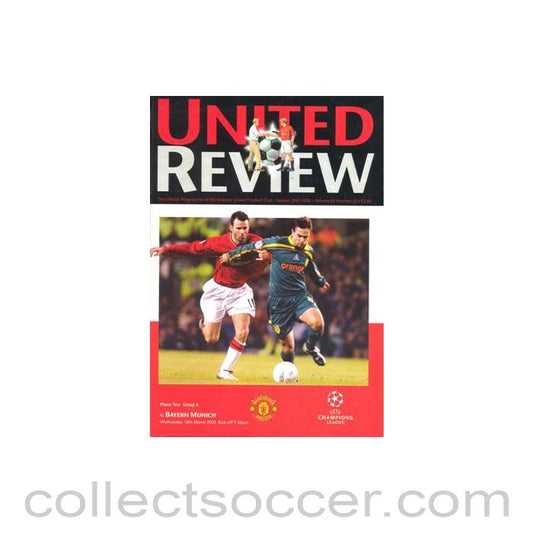 2002 - Manchester United v Bayern Munich official programme 13/03/2002 Champions League