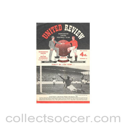 1958 - Manchester United v Bolton Wanderers official programme 18/01/1958