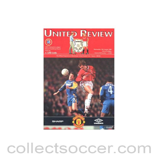 1998 - Manchester United v Lodz Poland official programme 12/08/1998 Champions League