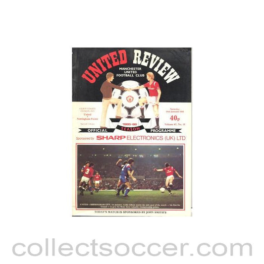1986 - Manchester United v Nottingham Forest official programme 18/01/1986