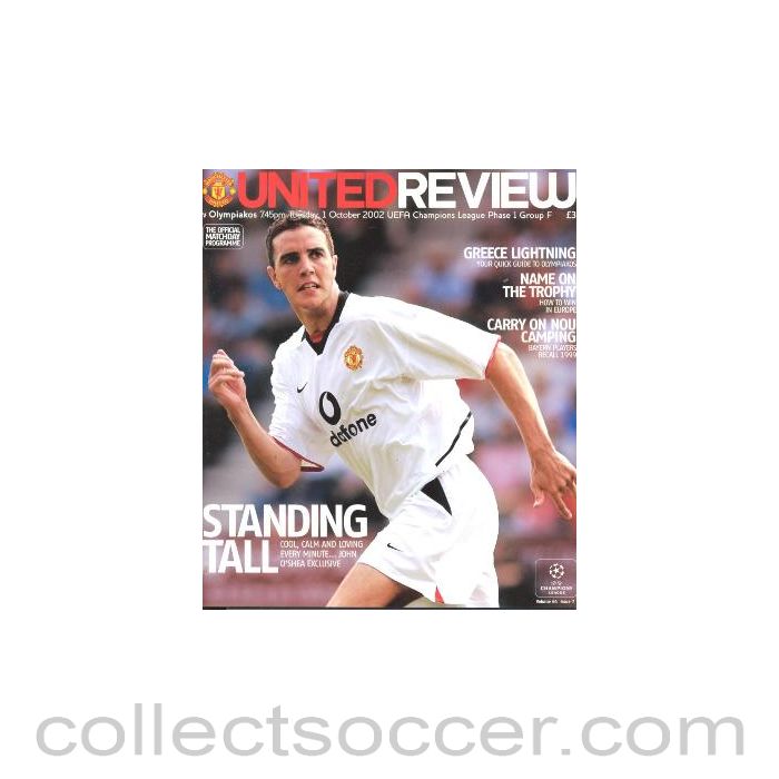 2002 - Manchester United v Olympiakos official programme 01/10/2002 Champions League