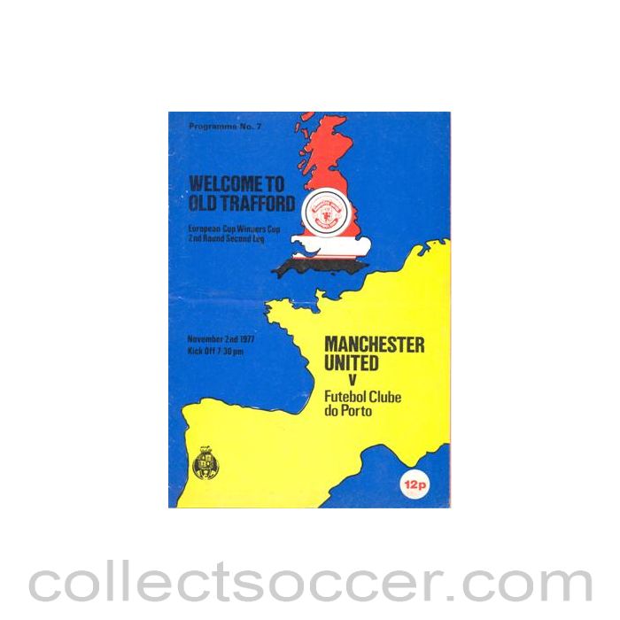 1977 - Manchester United v Porto official programme 02/11/1977 Cup Winners Cup