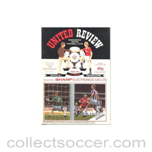 1985 - Manchester United v Queen's Park Rangers official programme 12/10/1985