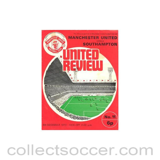 1973 - Manchester United v Southampton official programme 08/12/1973