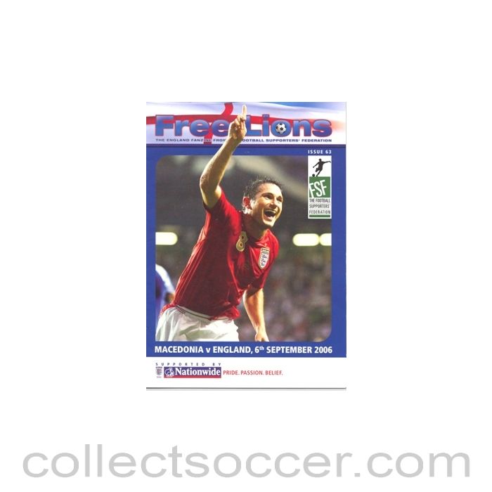 2006 Macedonia v England EFST programme 06/09/2006 Free Lions