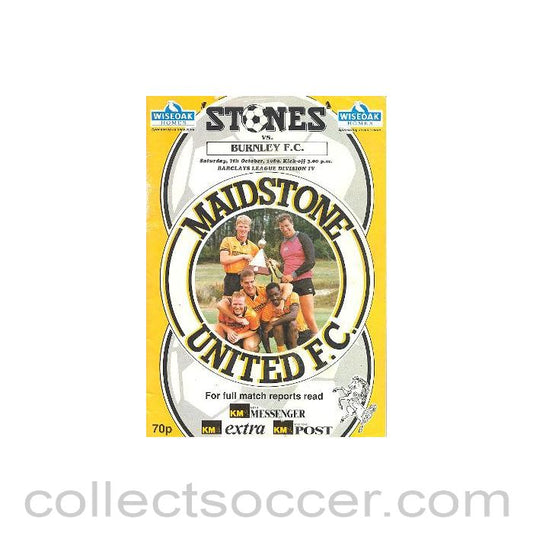 1989 - Maidstone v Burnley official programme 07/10/1989 Barclays League