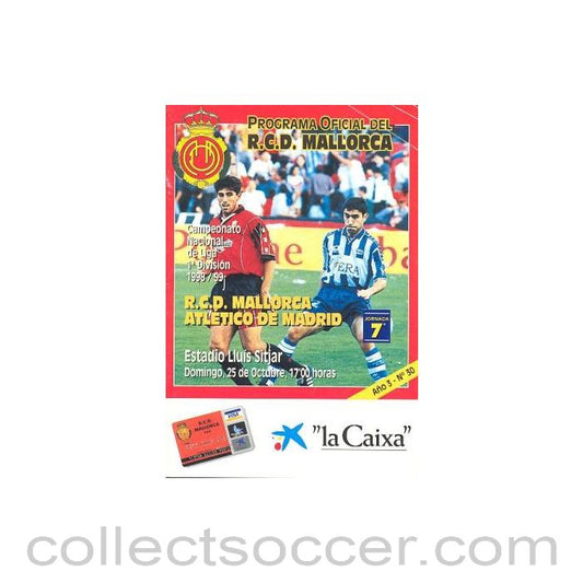 1998 Majorca v Atletico Madrid official programme 25/10/1998, Spanish produced, in Spanish