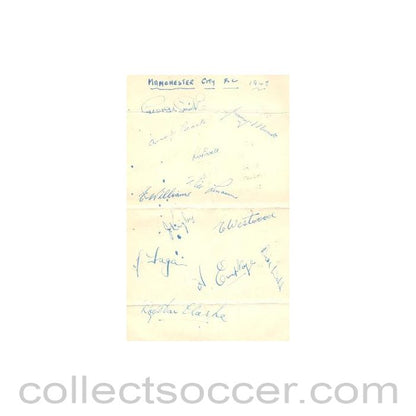1949 - Signed on the back Manchester City menu of 26/08/1949