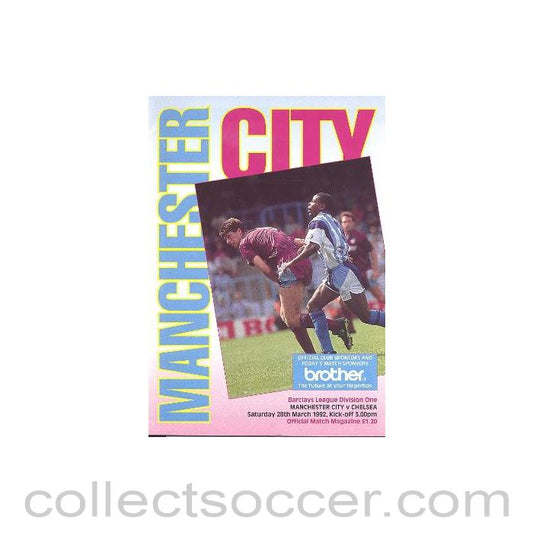 1992 - Manchester City vChelsea official programme 28/03/1992