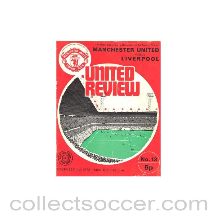 1972 - Manchester United v Liverpool official programme 11/11/1972