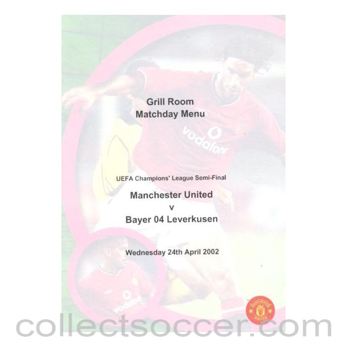 2002 - Manchester United v Bayer Leverkusen menu 24/04/2002
