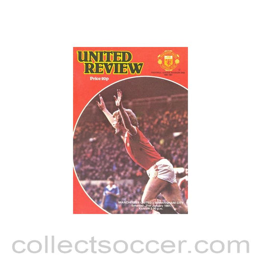 1981 - Manchester United v Birmingham City official programme 31/01/1981