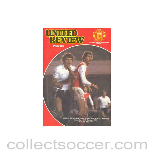 1981 - Manchester United v Brighton & Hove official programme 10/01/1981