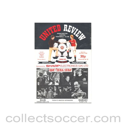 1983 - Manchester United v Everton official programme 12/03/1983 F.A. Cup