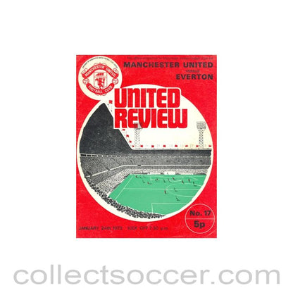 1973 - Manchester United v Everton official programme 24/01/1973 token cut