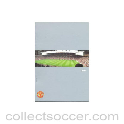 2003 - Manchester United v Portsmouth menu 01/11/2003