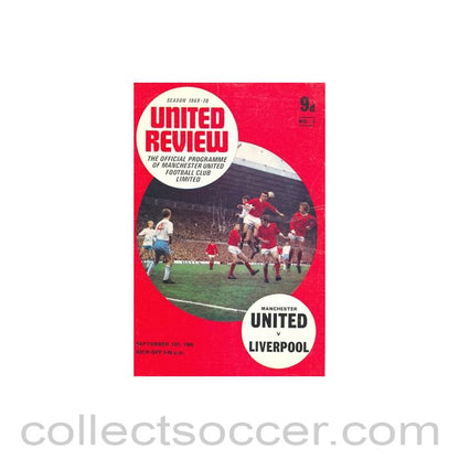 1969 - Manchester United v Liverpool official programme 13/09/1969 token cut, half price