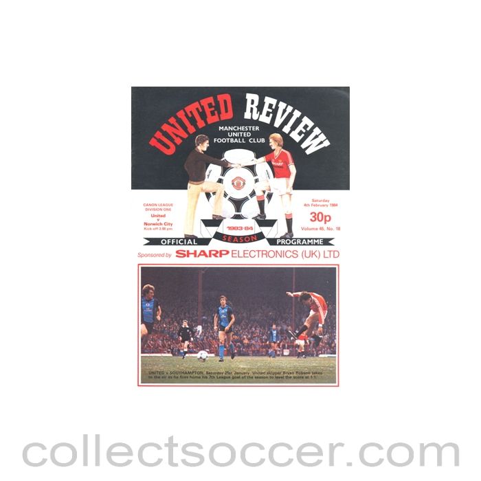 1984 - Manchester United v Norwich City official programme 04/02/1984