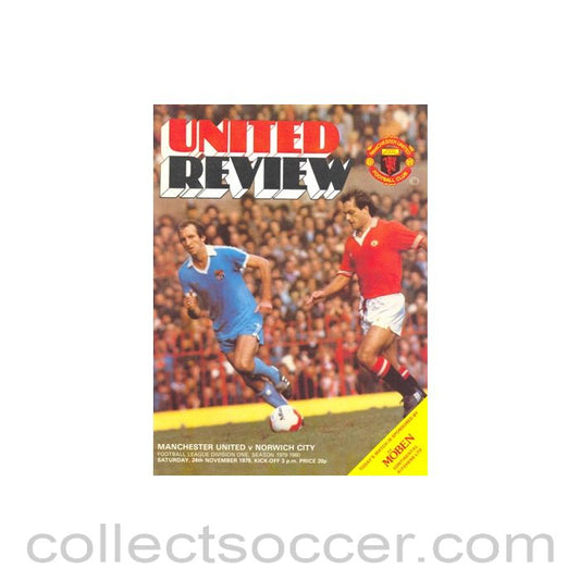 1979 - Manchester United v Norwich City official programme 24/11/1979 token cut