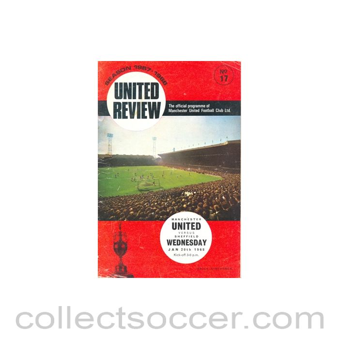 1968 - Manchester United v Sheffield Wednesday official programme 20/01/1968 token cut