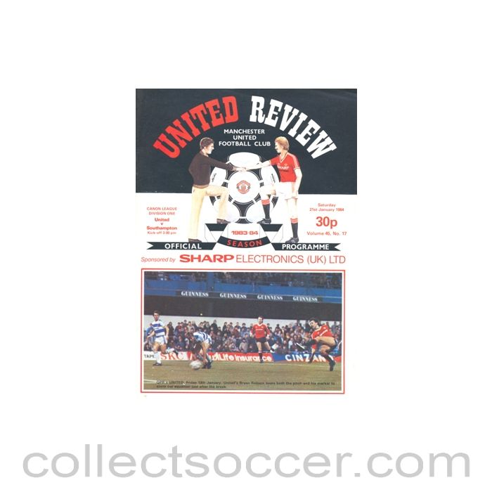 1984 - Manchester United v Southampton official programme 21/01/1984