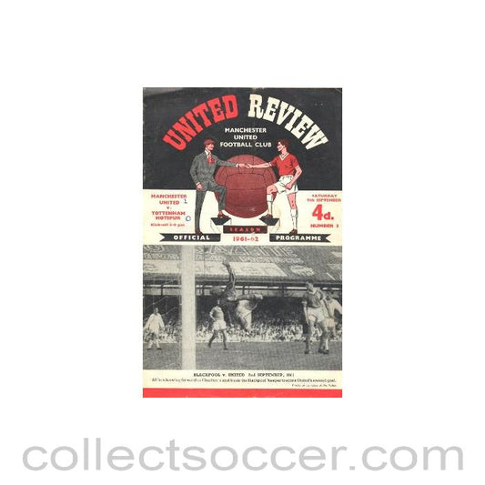 1961 - Manchester United v Tottenham Hotspur official programme 09/09/1961