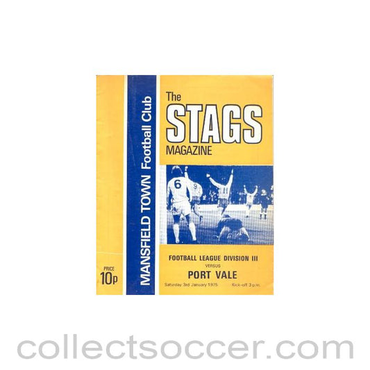 1975 - Mansfield Town v Port Vale official programme 03/01/1975 Football League Cup
