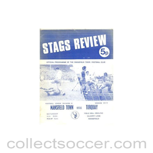 1971 - Mansfield Town v Torquay official programme 04/12/1971 Football League
