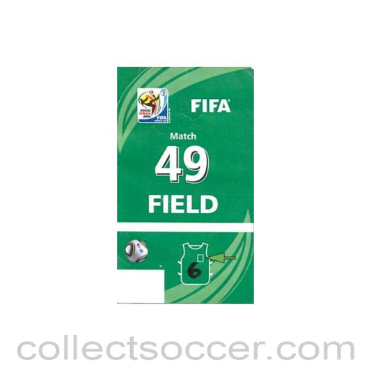 2010 World Cup Photographer Bib Ticket Match 49 Uruguay v South Korea 26/06/2010