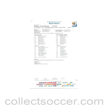2010 World Cup official colour full-time Match Report Uruguay v South Korea 26/06/2010