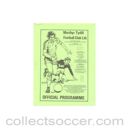1983 - Merthyr Tydfil Wales v Cardiff City official programme 08/02/1983 friendly match Very Rare!