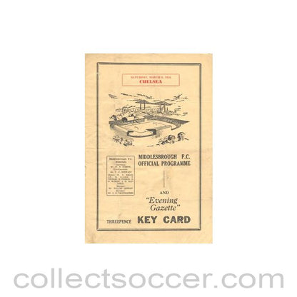 1954 - Middlesbrough v Chelsea official programme 06/03/1954