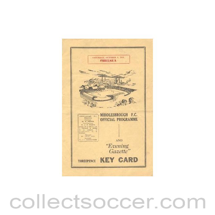 1951 - Middlesbrough vChelsea official programme 06/10/1951 Very Rare