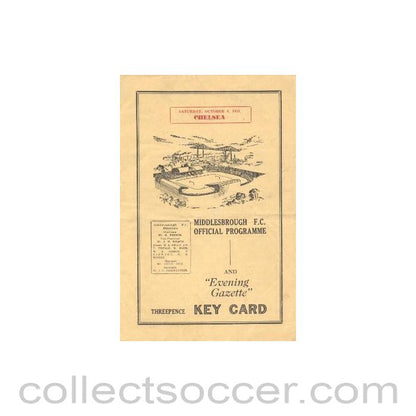 1951 - Middlesbrough vChelsea official programme 06/10/1951 Very Rare