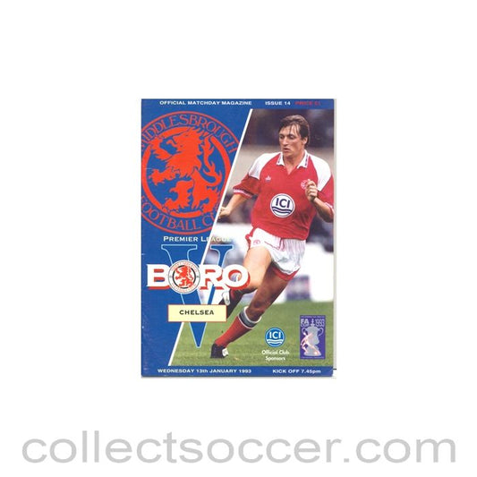 1993 - Middlesbrough v Chelsea official programme 13/01/1993 Premier League