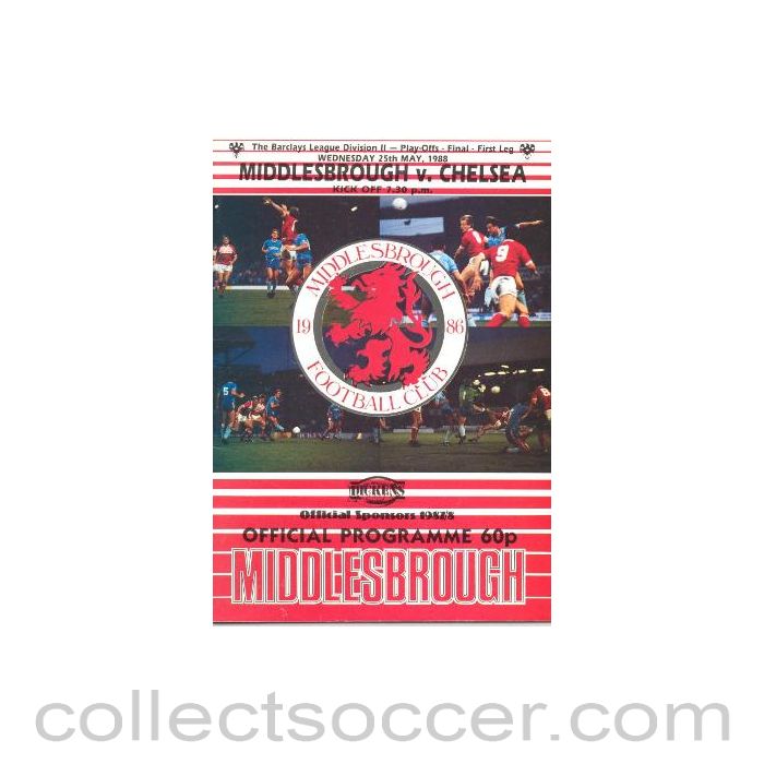1988 - Middlesbrough vChelsea official programme 25/05/1988