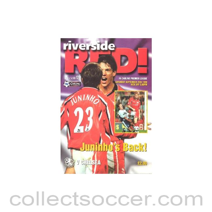 1999 - Middlesbrough vChelsea official programme 25/09/1999 Premier League